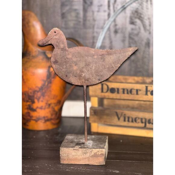 Primitive Metal Duck Folk Art Sculpture | Rustic Farmhouse Décor - Picture 2 of 2